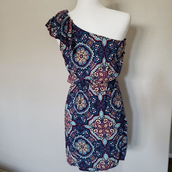 One Shoulder Short Dress Mandala Print - Picture 4 of 11